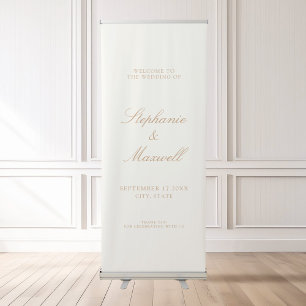 Elegant Traditional Ivory Tan Wedding Welcome Retractable Banner