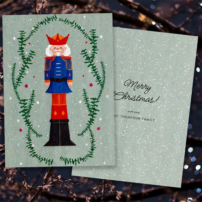 Elegant Traditional Merry Christmas Nutcracker Holiday Card (Front and Back)