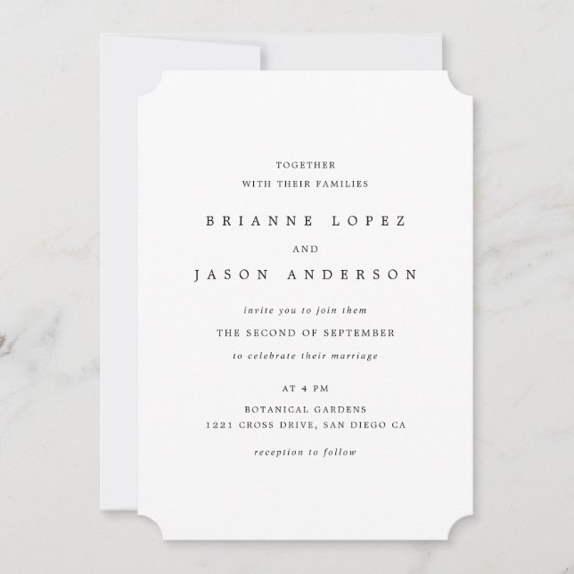 Elegant Traditional Minimalist All In One Wedding  Invitation (Front)