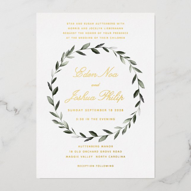 Elegant Traditional Olive Branch Wreath II Gold (Front)