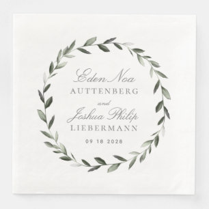 Elegant Traditional Olive Branch Wreath Wedding Napkin