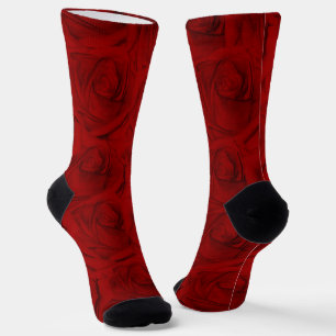 Elegant Traditional Painted Red Roses Crew Sock