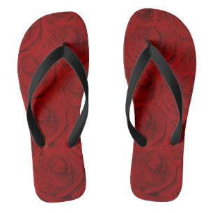 Elegant Traditional Painted Red Roses Flip Flops