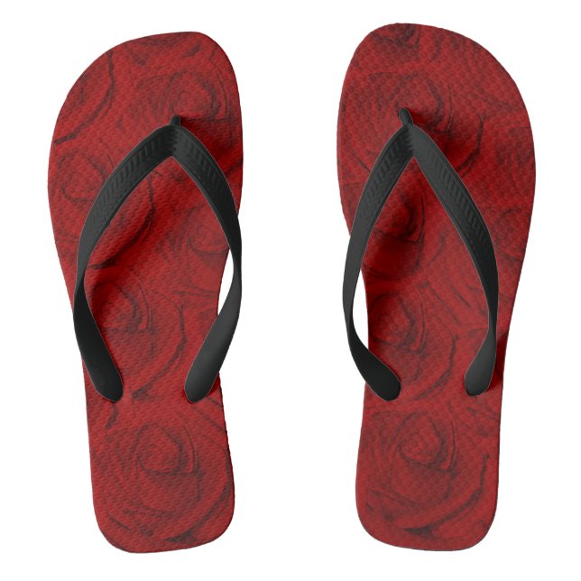Elegant Traditional Painted Red Roses Flip Flops (Footbed)
