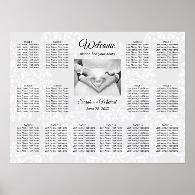 Elegant Traditional Photo Wedding Seating Chart (Front)