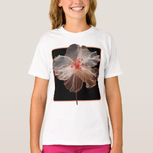 Elegant translucent flower on black T-Shirt
