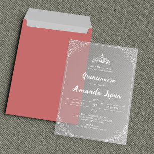 Elegant Transparent Acrylic Quinceañera Invitations