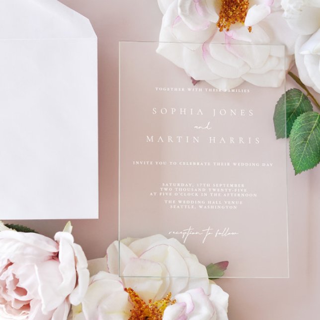 Elegant Transparent Minimalist Wedding Acrylic Invitations (Elegant Transparent Minimalist Wedding Acrylic Invitations)