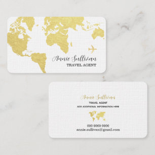 Elegant Travel Agent White Linen Business Card