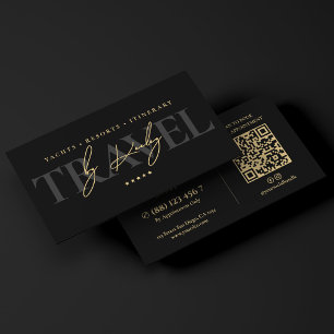 Elegant Travel Planner Advisor Agency Black Business Card