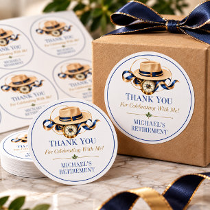 Elegant Travel Retirement Thank You Favour Classic Round Sticker
