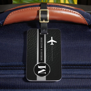  Elegant Traveller Gold Metal & Leather monogram Luggage Tag
