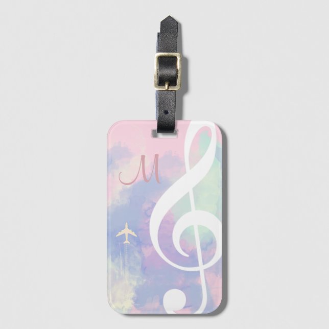 Elegant Treble Clef Music Note Luggage Tag (Front Vertical)