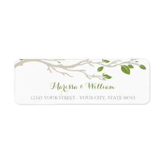 Elegant Tree Branch Green/Beige Address Label