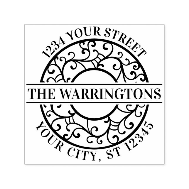 Elegant Tree Branches Lacy Filigree Name Address Self-inking Stamp (Design)