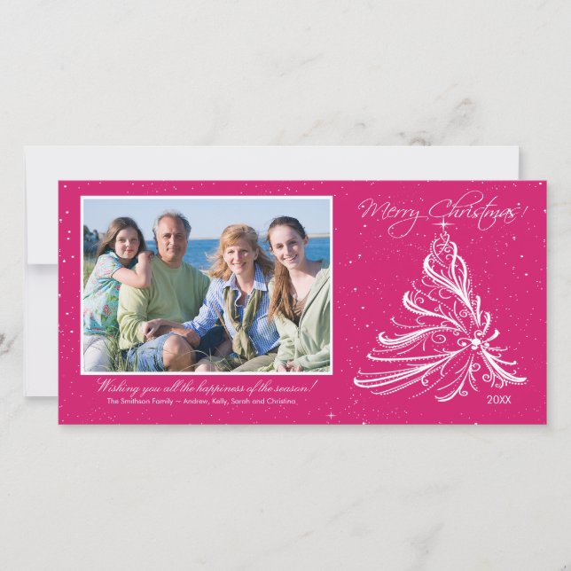 Elegant Tree Family Christmas Photo Card (Front)
