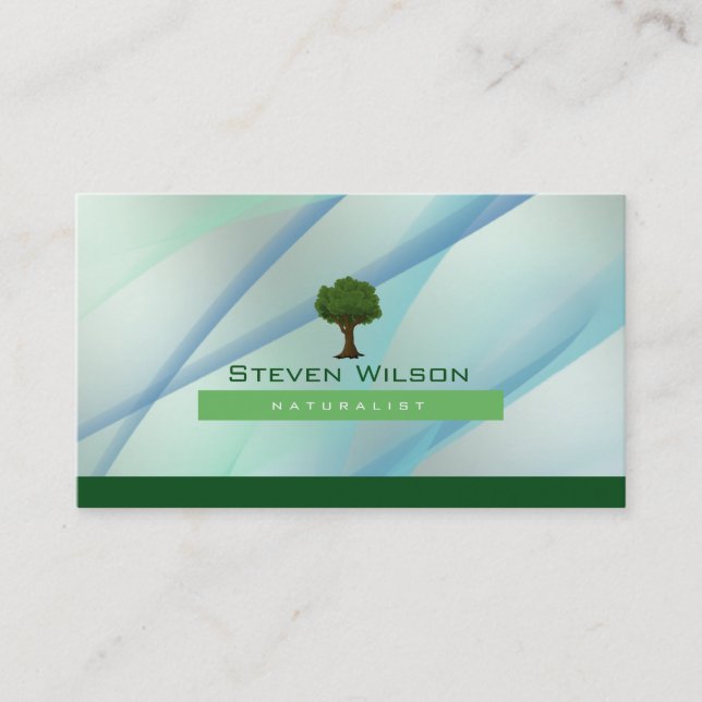 Elegant Tree Green Nature Lawn Garden Landscape Business Card (Front)