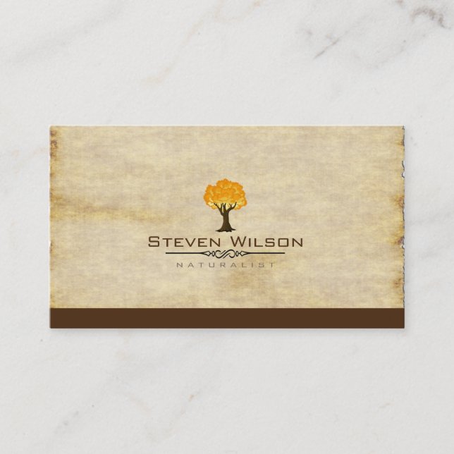 Elegant Tree Green Nature Sand Garden Landscape Business Card (Front)