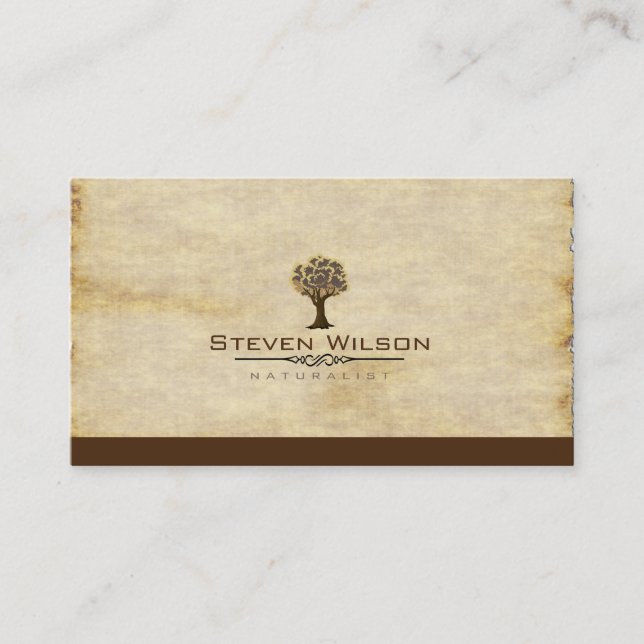 Elegant Tree Green Nature Sand Garden Landscape Business Card (Front)