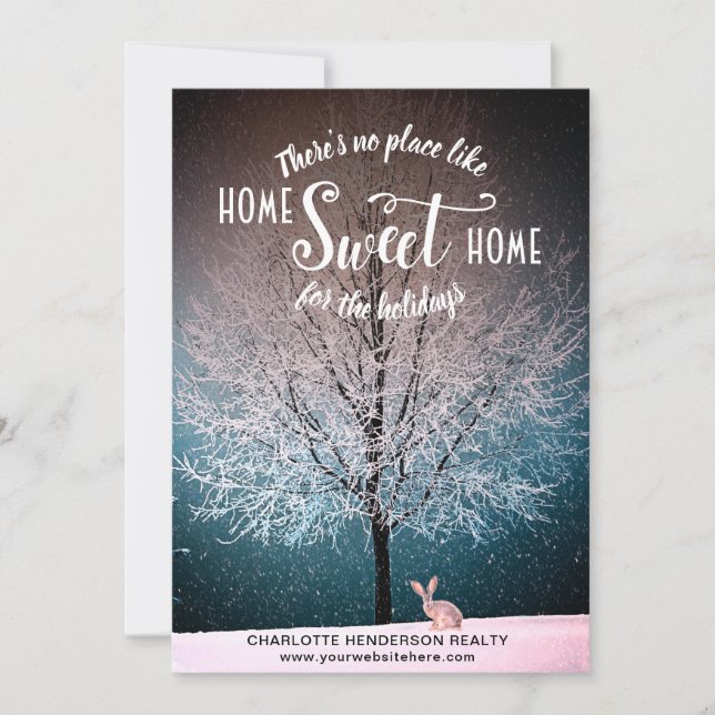 Elegant Tree Home Sweet Home Christmas Holiday Card (Front)