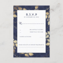 Elegant Tree Leaves and Lights Wedding RSVP Cards