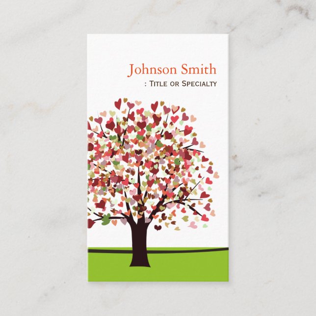 Elegant Tree of Hearts - Simple and Nature Business Card (Front)