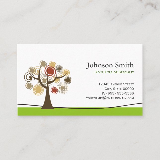 Elegant Tree of Life - Clean Green Stylish Business Card (Front)