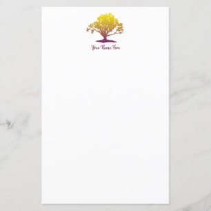 Elegant Tree of Life Monogram Stationery Sheet