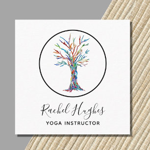 Elegant Tree of Life Yoga Instructor Square Business Card
