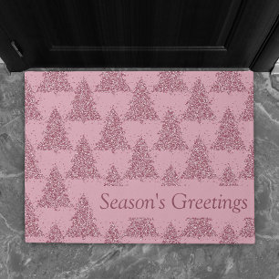 Elegant Tree Pattern Dusty Mauve Pink Christmas Doormat