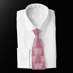 Elegant Tree Pattern   Dusty Mauve Pink Christmas Tie