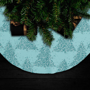 Elegant Tree Pattern   Luxe Aqua Mint Christmas Brushed Polyester Tree Skirt