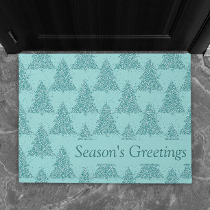 Elegant Tree Pattern   Luxe Aqua Mint Christmas Doormat