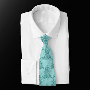 Elegant Tree Pattern   Luxe Aqua Mint Christmas Tie
