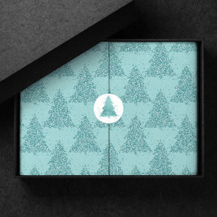 Elegant Tree Pattern Luxe Aqua Mint Christmas Tissue Paper