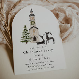 Elegant Tree Reindeer Christmas Corporate Party Invitation
