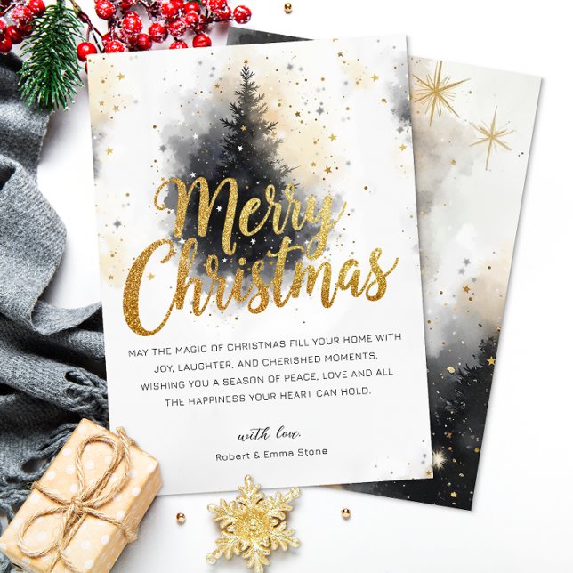 Elegant Tree Script Non-Photo Christmas Card (Elegant Christmas Card)