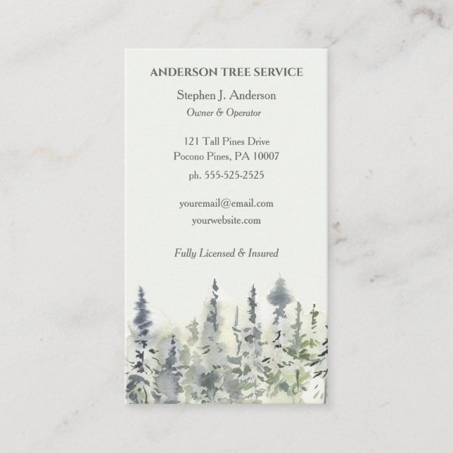 Elegant Tree Service Arborist Trimming Business Card (Front)