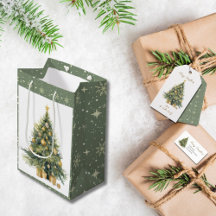 Elegant Tree Watercolor Gold Glittery Gift