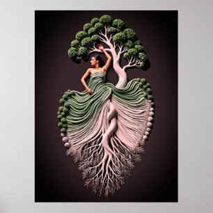 Elegant Tree Woman Wall Art – 3D Nature-Inspired
