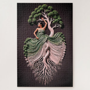 Elegant Tree Woman Wall Art – 3D Nature-Inspired Jigsaw Puzzle
