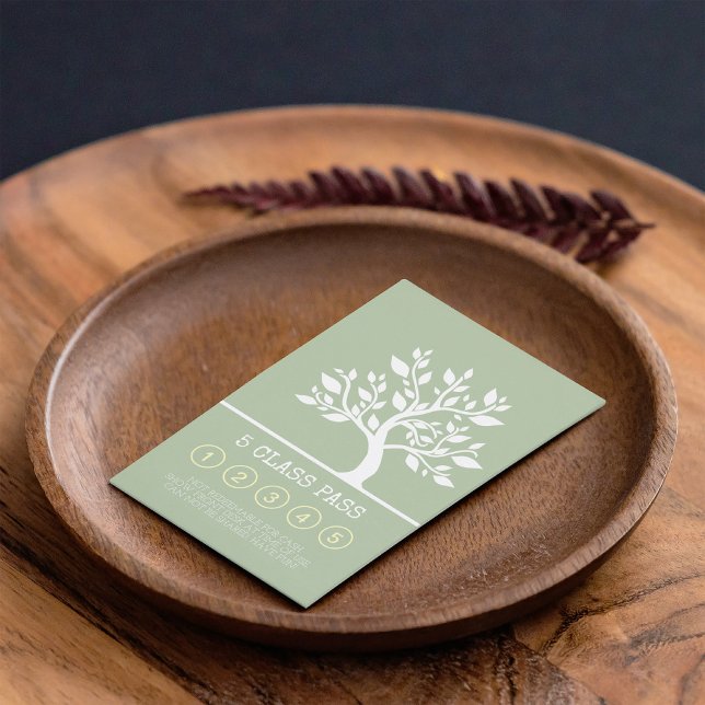 Elegant Tree Yoga Instructor Class Pass Loyalty Card (Creator Uploaded)