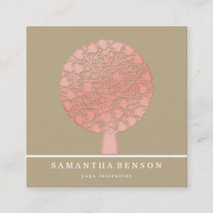 Elegant Tree Yoga Instructor Wellness Life Coach S Square Business Card
