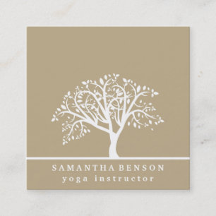 Elegant Tree Yoga Instructor Wellness Life Coach Square Business Card