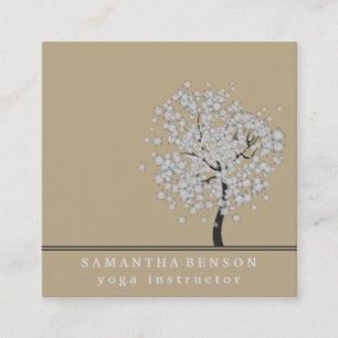 Elegant Tree Yoga Instructor Wellness Life Coach Square Business Card