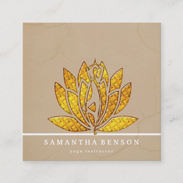 Elegant Tree Yoga Instructor Wellness Life Coach  Square Business Card (Front)