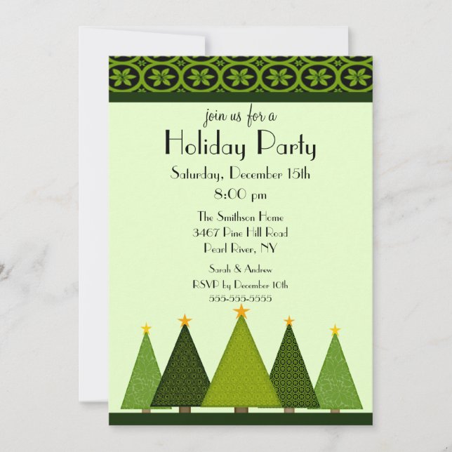 Elegant Trees Christmas Holiday Party Invitation (Front)