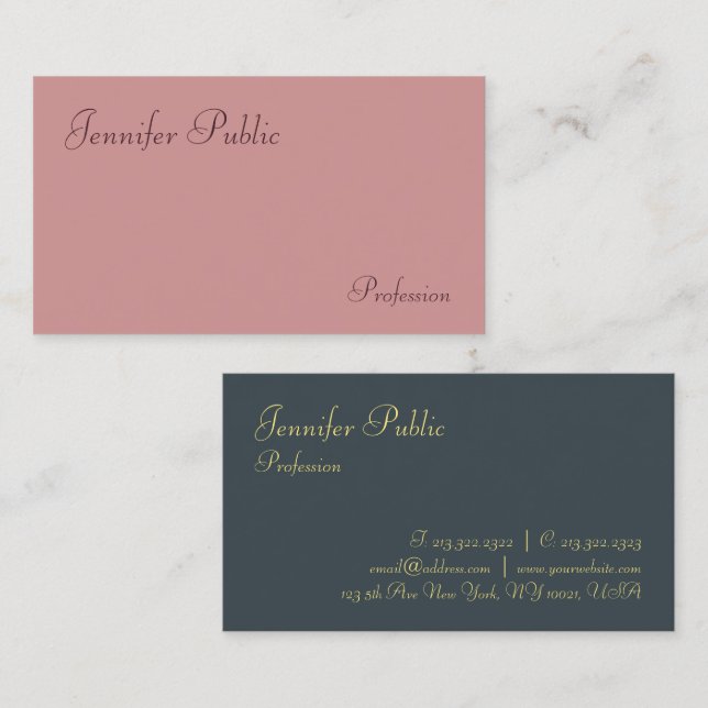 Elegant Trend Colours Modern Handwritten Minimalis Business Card (Front/Back)