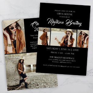 Elegant Trendy 5 Photo Chic Graduation Invitation