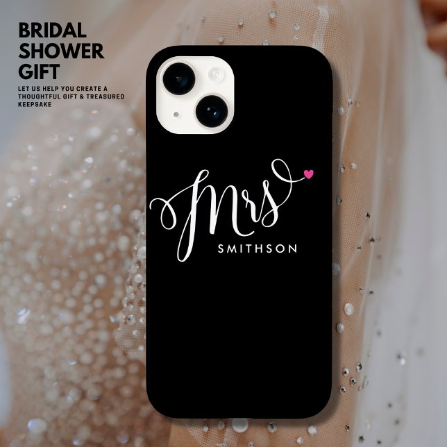 Elegant Trendy Black and White Calligraphy Bride Case-Mate iPhone Case (Creator Uploaded)
